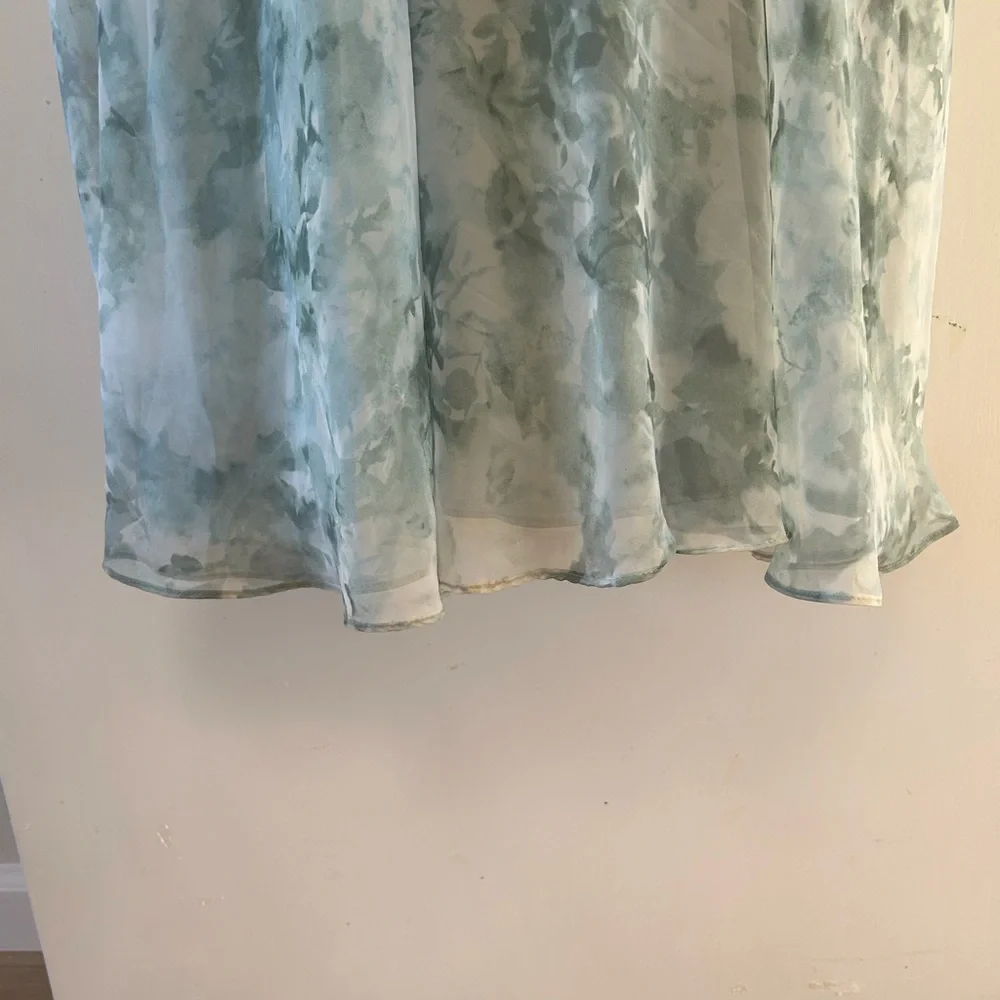 Jenny Yoo Inesse Light Blue Green Floral Maxi Dress Size 10 - Picture 3 of 9